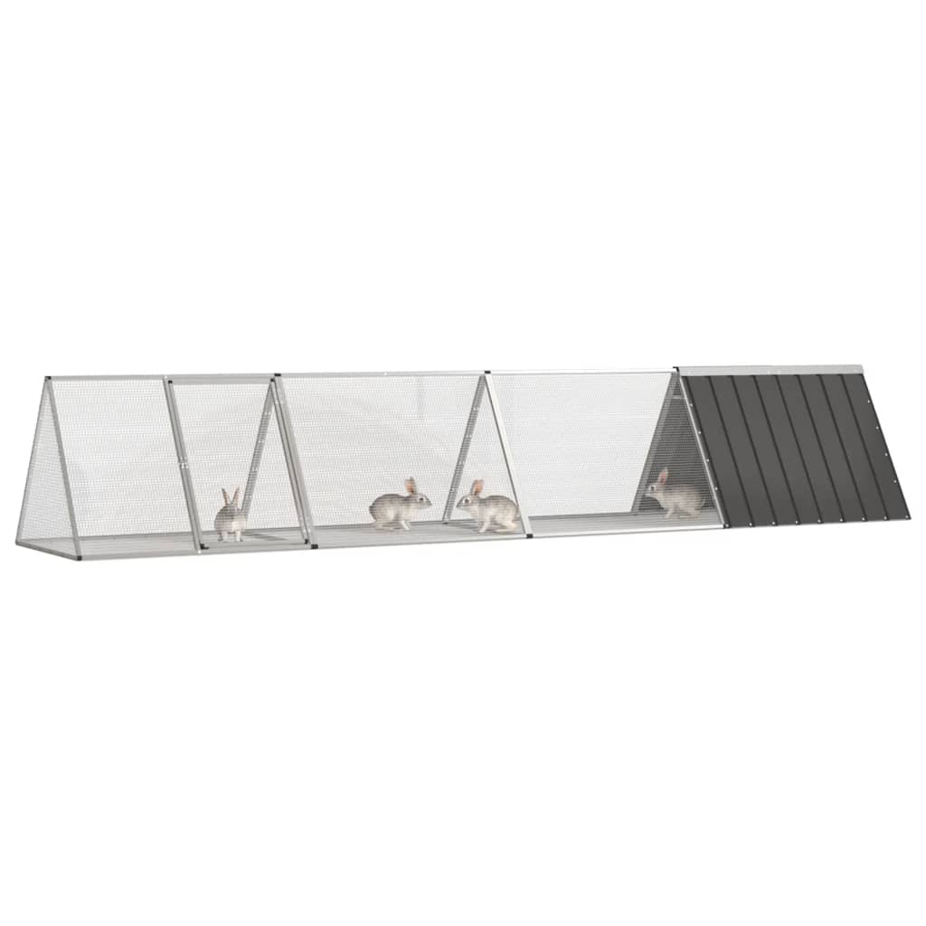 Vidaxl Rabbit Cage Anthracite 403.5X80.5X71 Cm Galvanised Steel