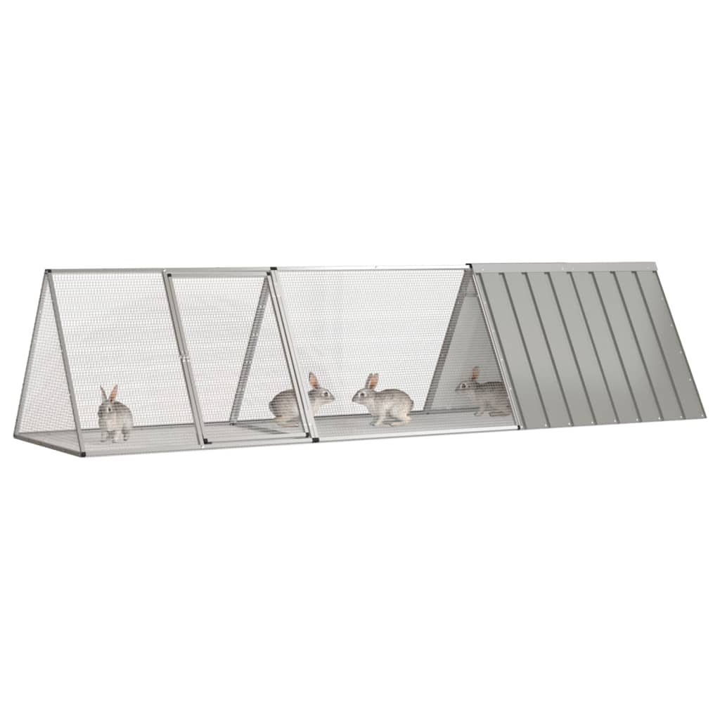 Vidaxl Rabbit Cage Grey 302.5X80.5X71 Cm Galvanised Steel