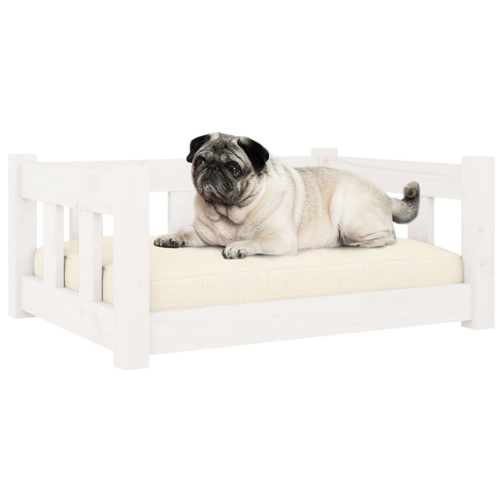 vidaXL Solid Wood Pine Dog Bed in White - Minimalistic Design Pet Sofa for Small to Medium Sized Dogs - Assembly Required
