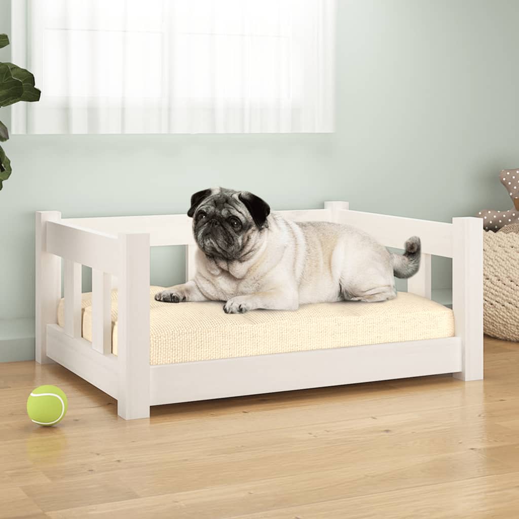 vidaXL Dog Bed White 25.8x19.9x11 Solid Wood Pine