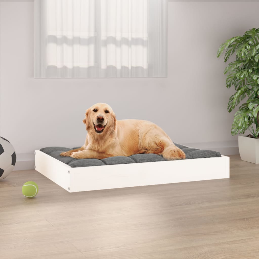 vidaXL Dog Bed White 28.1x21.3x3.5 Solid Wood Pine