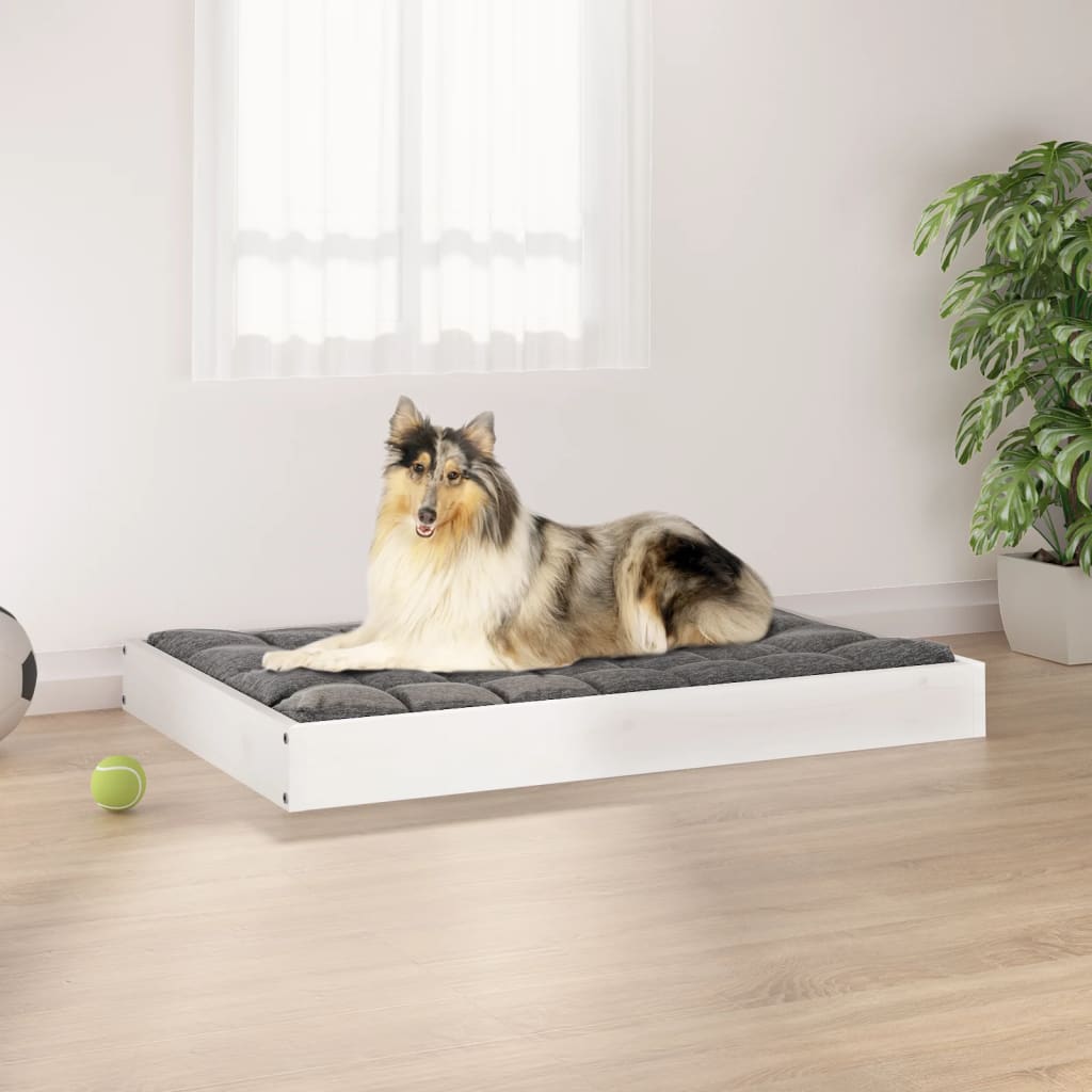 vidaXL Dog Bed White 36x25.2x3.5 Solid Wood Pine