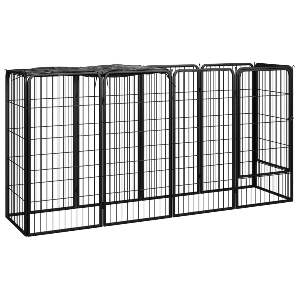 Vidaxl 10-Panel Dog Playpen Black 19.7''X39.4'' Powder-Coated Steel
