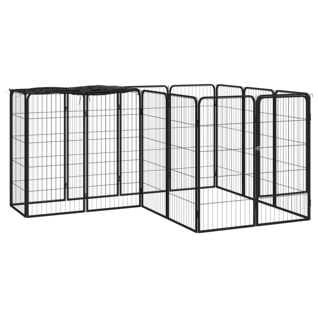 Vidaxl 14-Panel Dog Playpen Black 19.7''X39.4'' Powder-Coated Steel