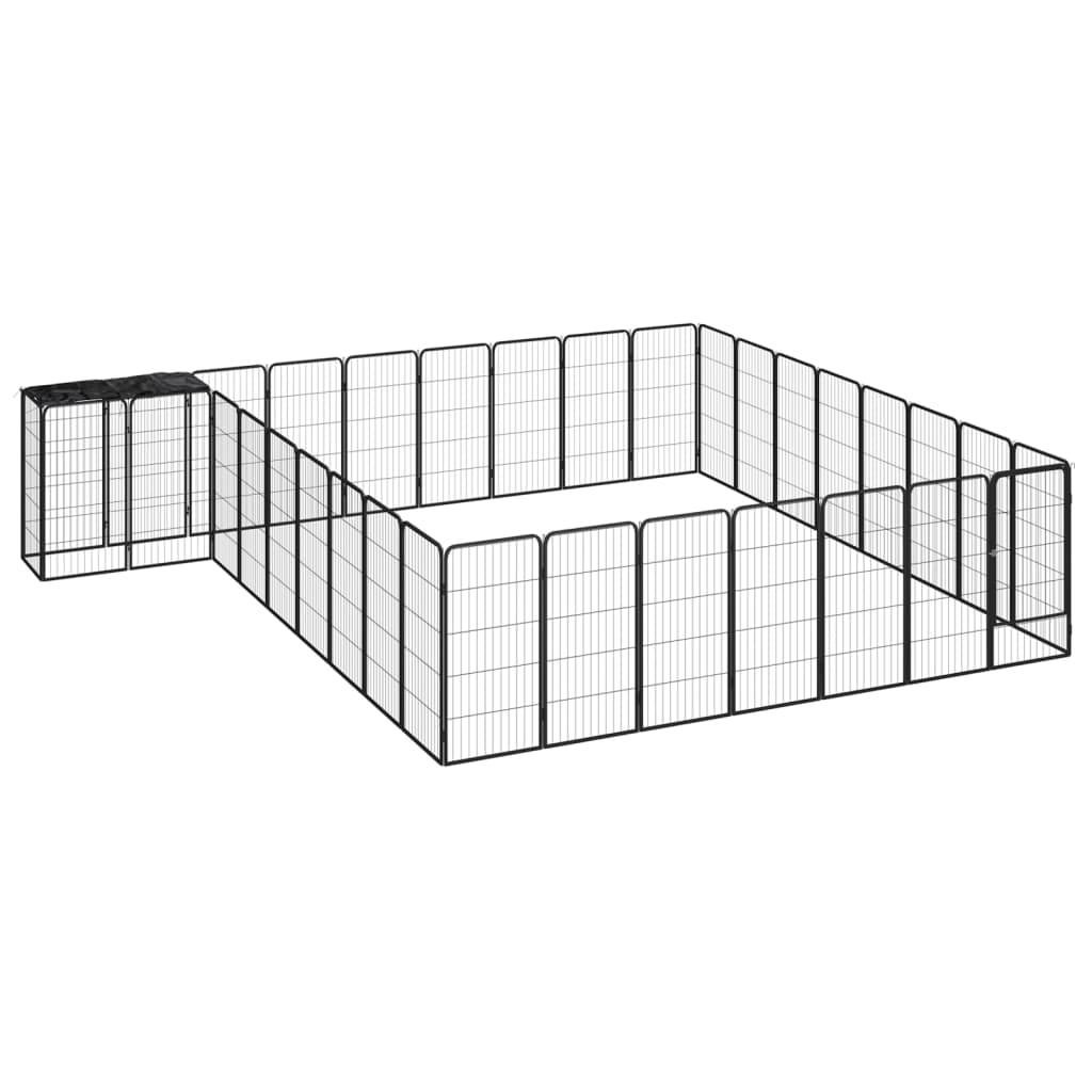vidaXL 34-Panel Dog Playpen Black 19.7x39.4 Powder-coated Steel
