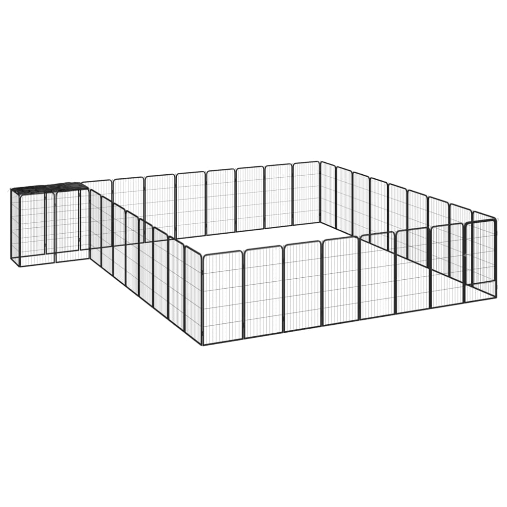 vidaXL 38-Panel Dog Playpen Black 19.7x39.4 Powder-coated Steel