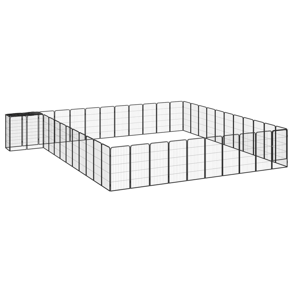 vidaXL 46-Panel Dog Playpen Black 19.7x39.4 Powder-coated Steel