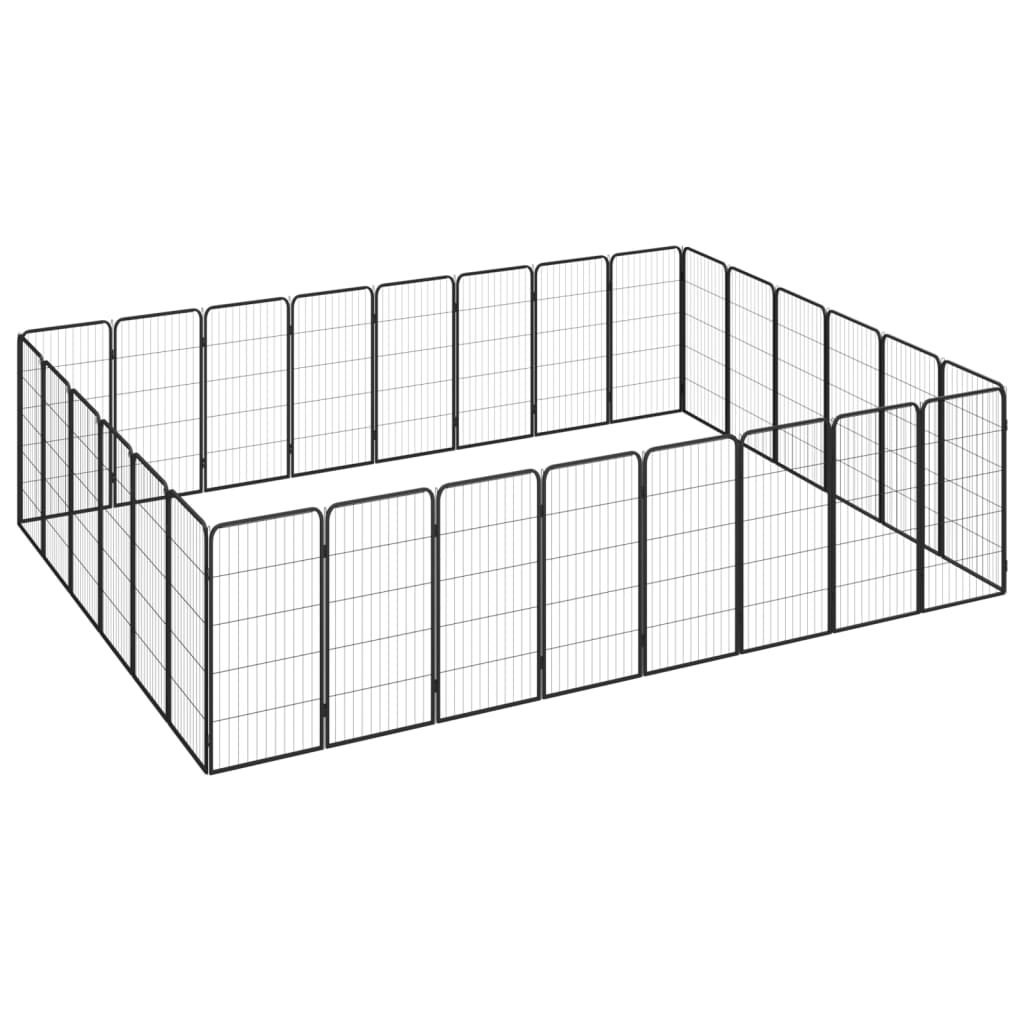 vidaXL 28-Panel Dog Playpen Black 19.7x39.4 Powder-coated Steel
