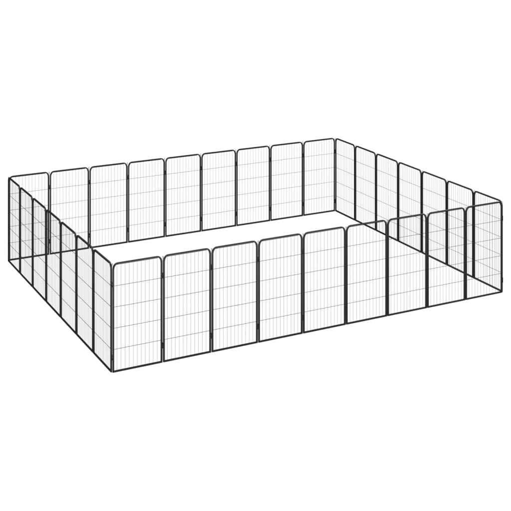 Vidaxl 32-Panel Dog Playpen Black 19.7''X39.4'' Powder-Coated Steel