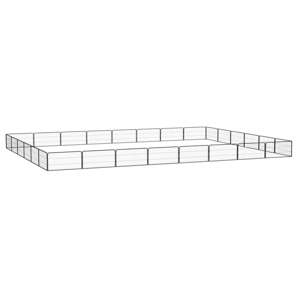 vidaXL 28-Panel Dog Playpen Black 39.4x19.7 Powder-coated Steel