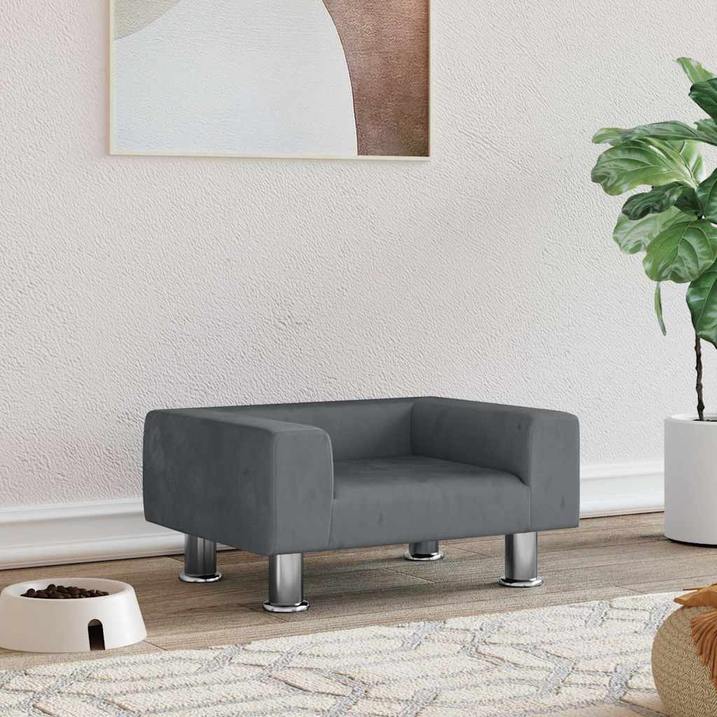 vidaXL Dog Bed Dark Grey 50x40 x 10.4  Velvet