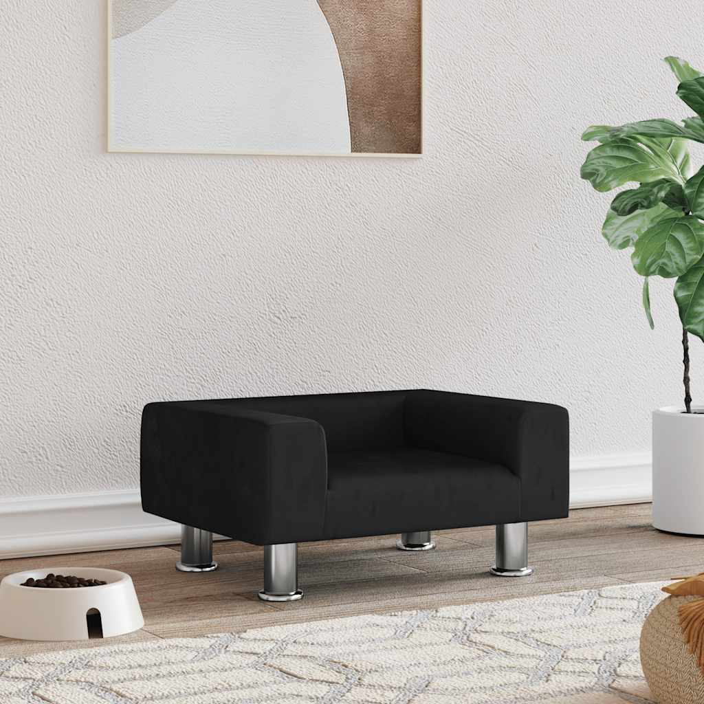 vidaXL Dog Bed Black 50x40 x 10.4  Velvet
