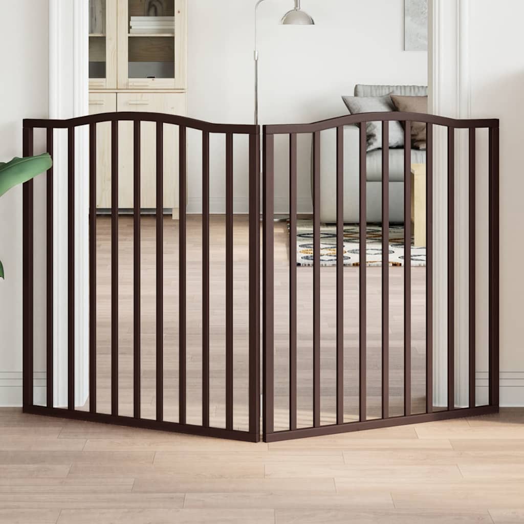 vidaXL Dog Gate Set of 2 Brown oak Poplar wood 2 Panels Foldable