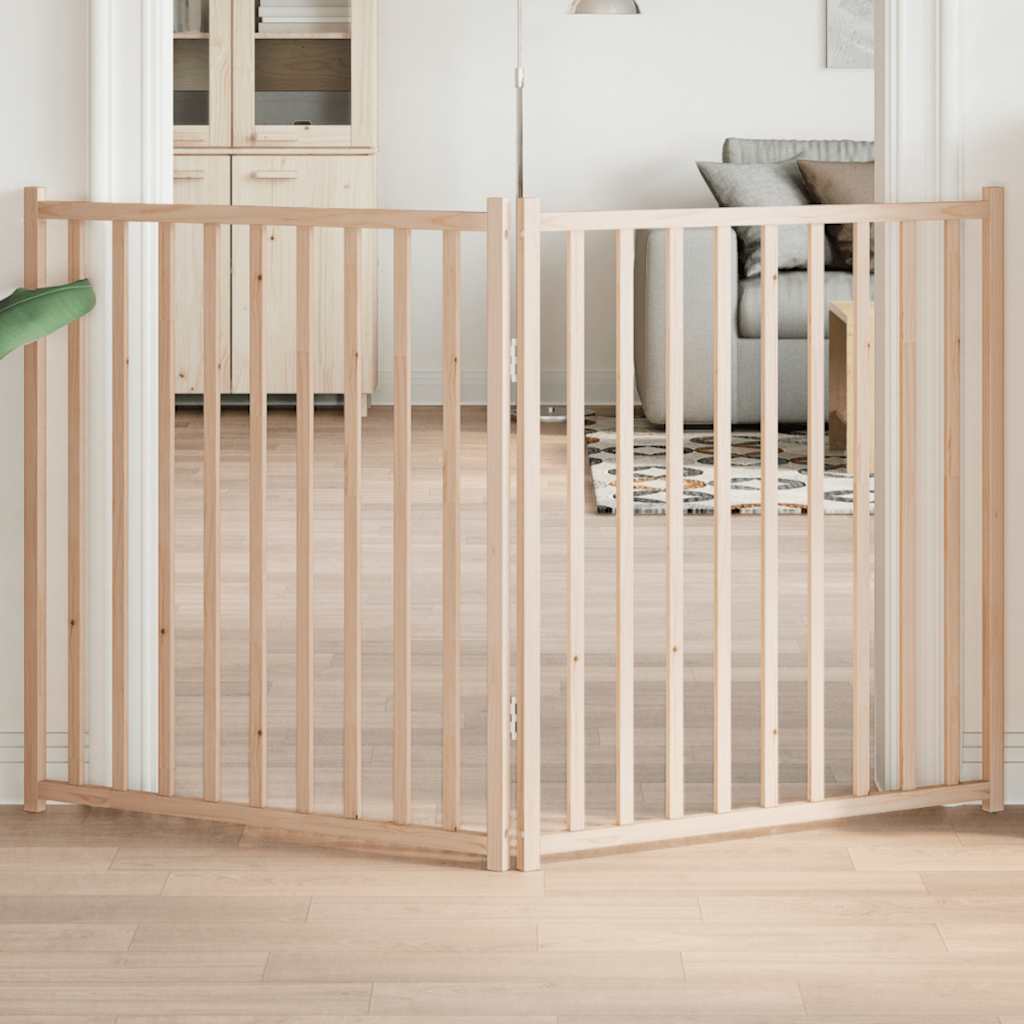 vidaXL Dog Gate Set of 2 Brown Solid Fir Wood 63 in Foldable
