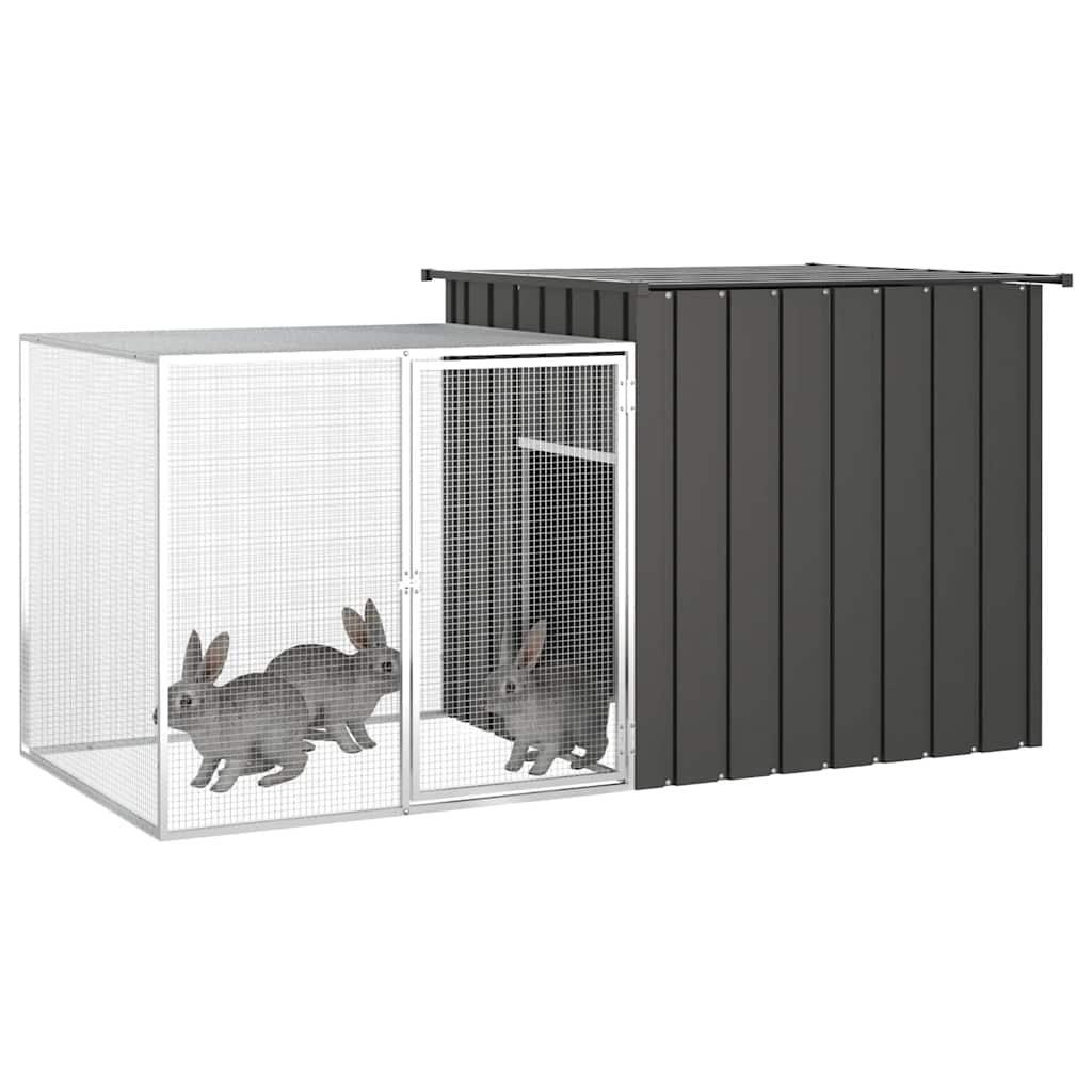 vidaXL Rabbit Cage for Indoor/Outdoor Use - Spacious Design with 78.7&quot;x35.8&quot;x39.4&quot; Dimensions, Galvanized Steel Construction, Anthracite