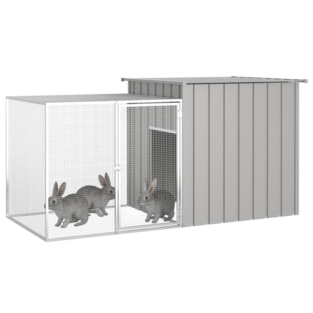 vidaXL Spacious Rabbit Cage - Gray|78.7&quot;x35.8&quot;x39.4&quot;|Secure Housing for Small Pets with Large Gate|Sturdy Galvanized Steel Construction