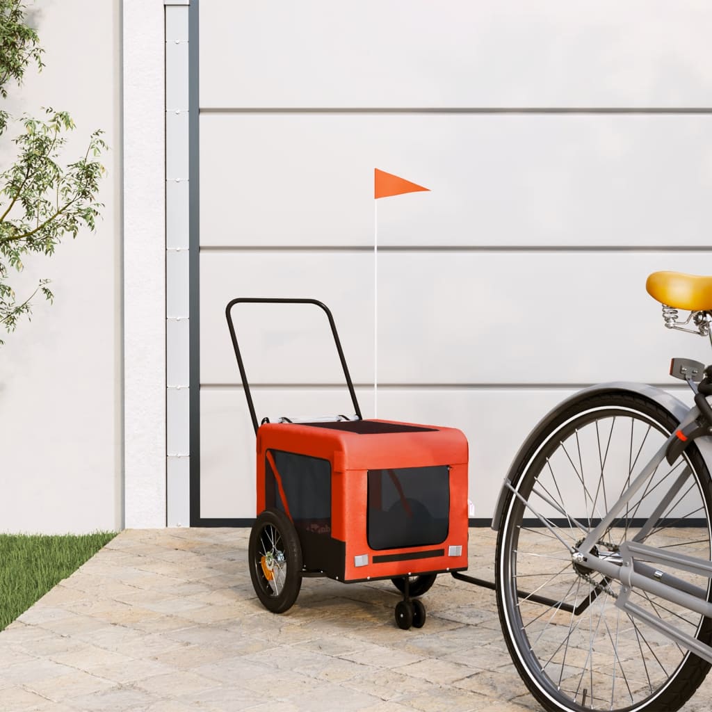 Vidaxl Pet Bike Trailer & Carrier With Iron Frame, Oxford Fabric And Pvc Cover - Versatile And Durable In Orange And Black