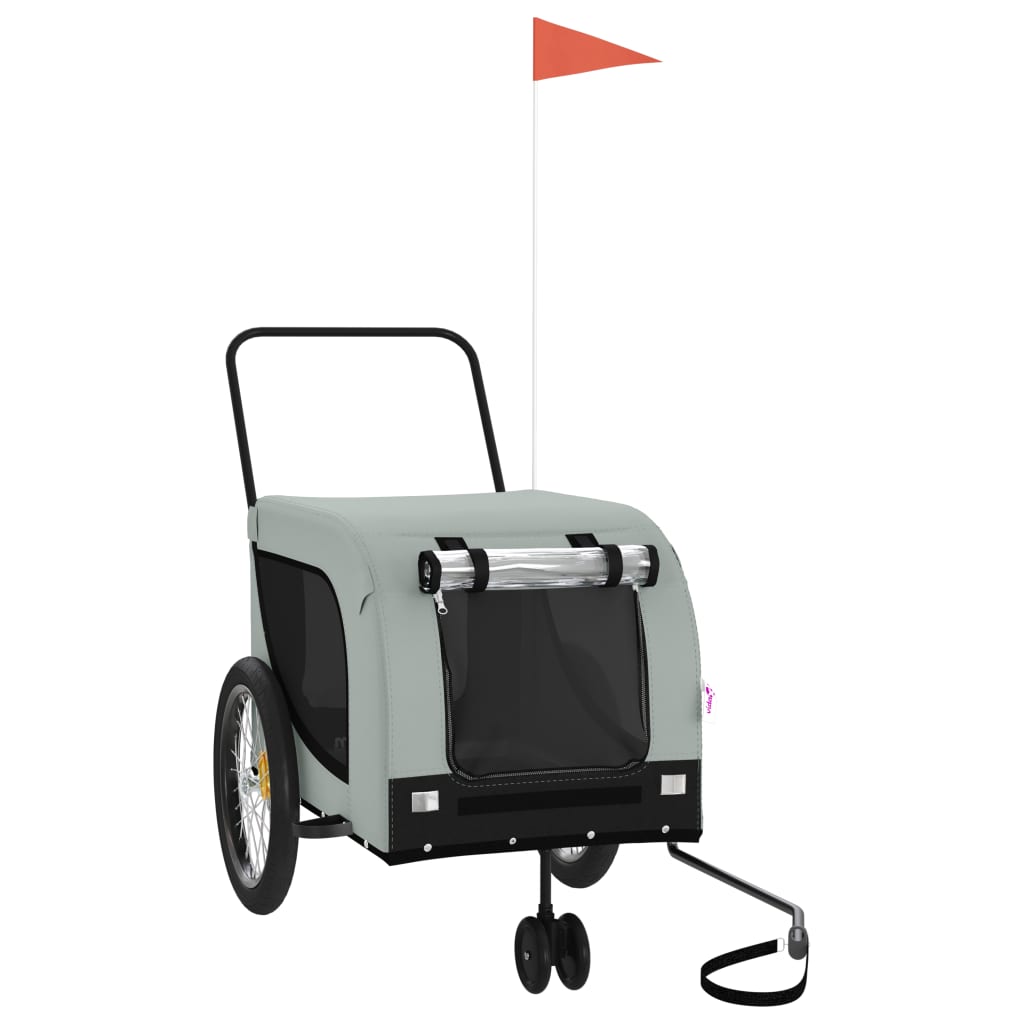 Vidaxl Pet Bike Trailer - Durable Iron And Oxford Fabric With Pvc Cover, Easy Zippered Entrances, Safety Reflectors, For Small Pets & Cargo