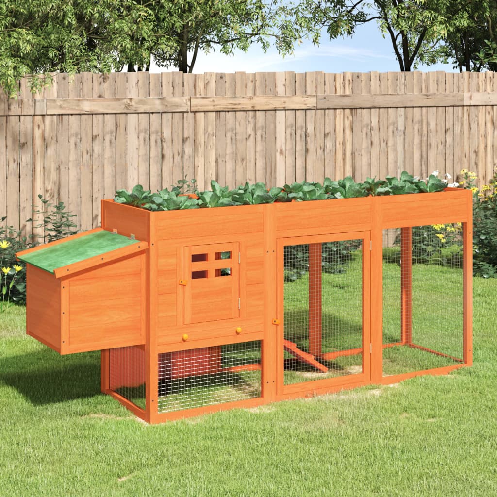 vidaXL Chicken Coop Hen House/Brown Pine Poultry Cage with Run, 80.3&quot;x19.7&quot;x33.1&quot; / Rabbit and Small Animal Hutch