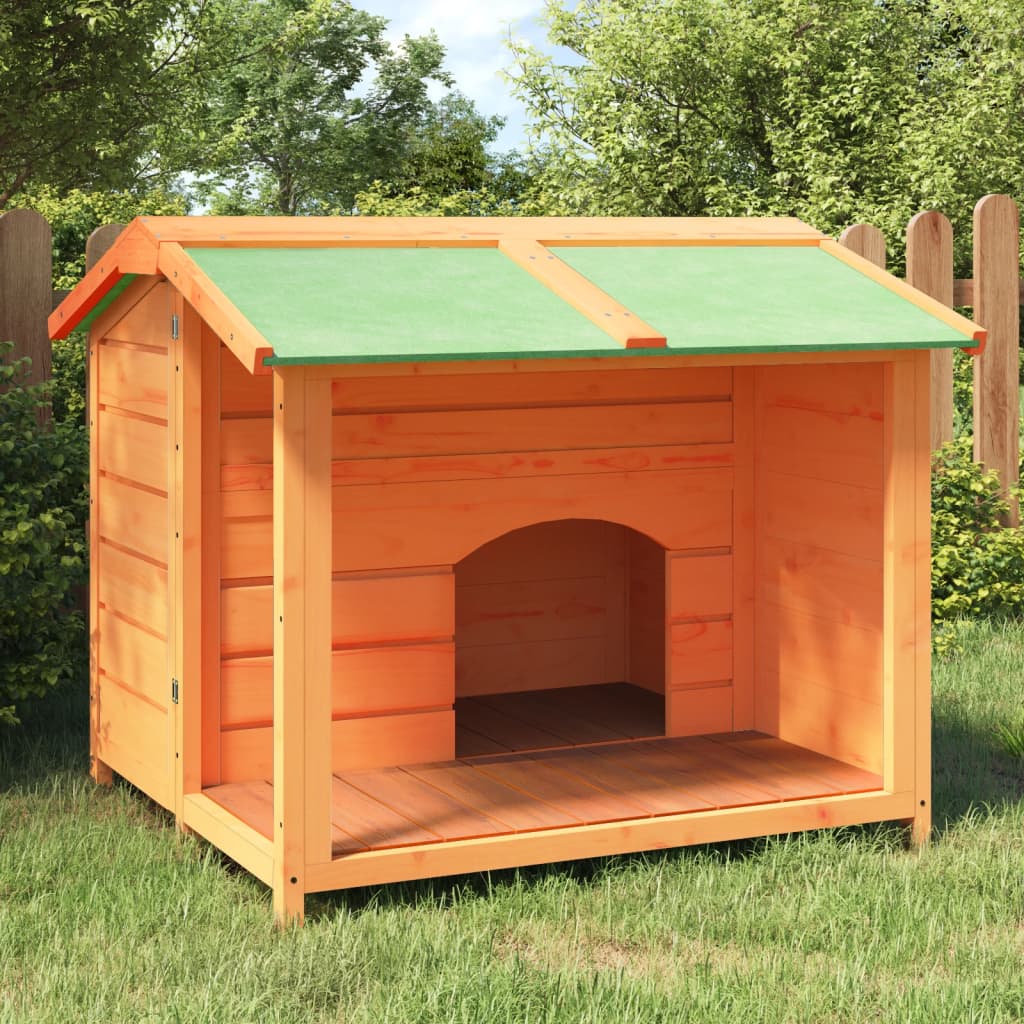 vidaXL Dog Kennel Outdoor Pet House with Roof - Pine Wood, Water-Resistant, 37.8"x34.3"x31.7", Brown