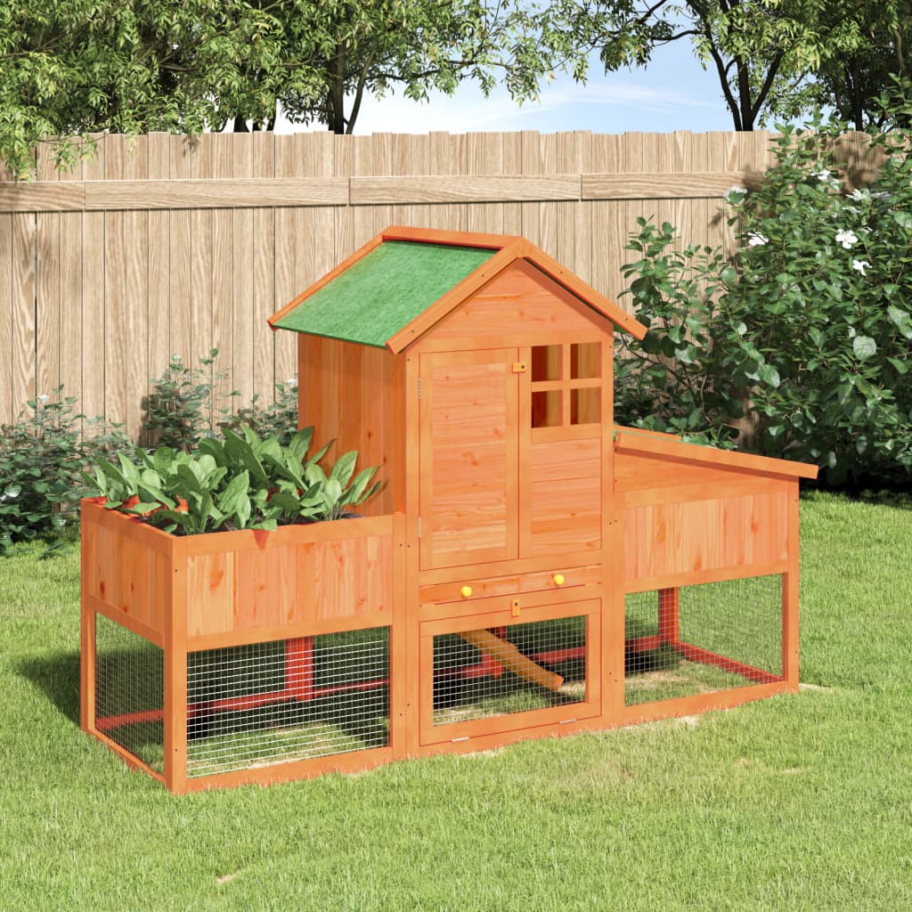 vidaXL Rabbit Hutch Brown 66.9x24.8x44.5 Solid Wood Pine