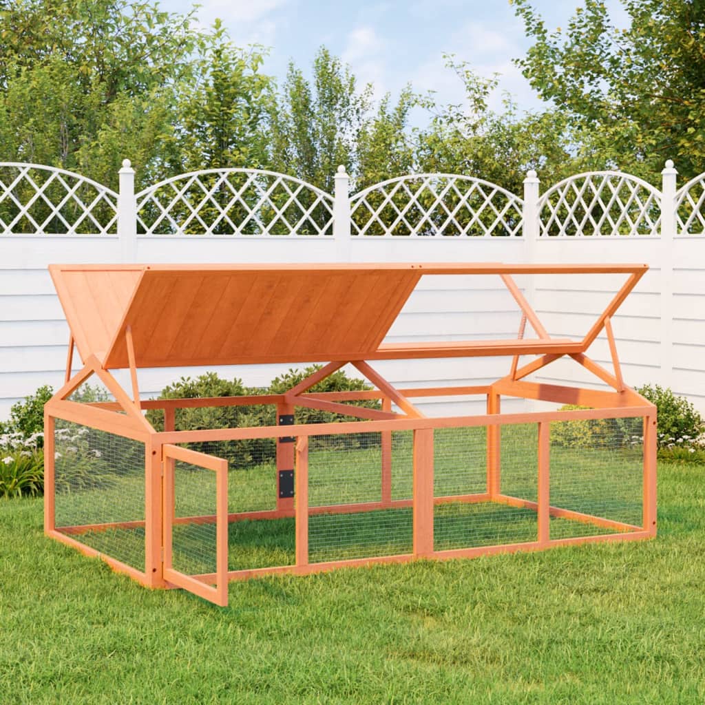 Vidaxl Small Animal House/Rabbit Hutch Run Box - Solid Pine Wood, Brown, 78.7 X 44.3 X 29.1 In.