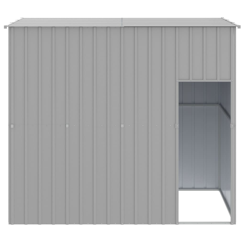 vidaXL Dog House, Dog Kennel with Roof, Dog Cage with Lockable Door and Latch, Pet House for Small Animals, Light Grey Galvanised Steel, 214 x 153 x 181 cm, 172372
