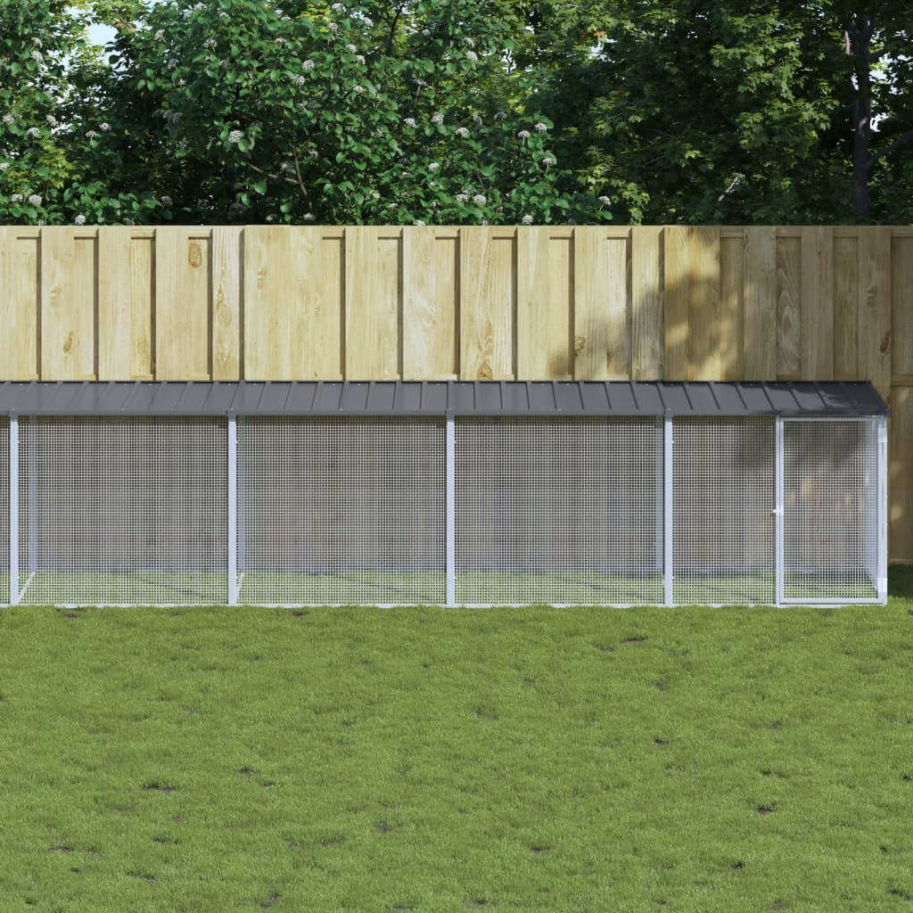 vidaXL Chicken Cage with Roof Anthracite 316.1x38.6x35.4 Galvanized Steel