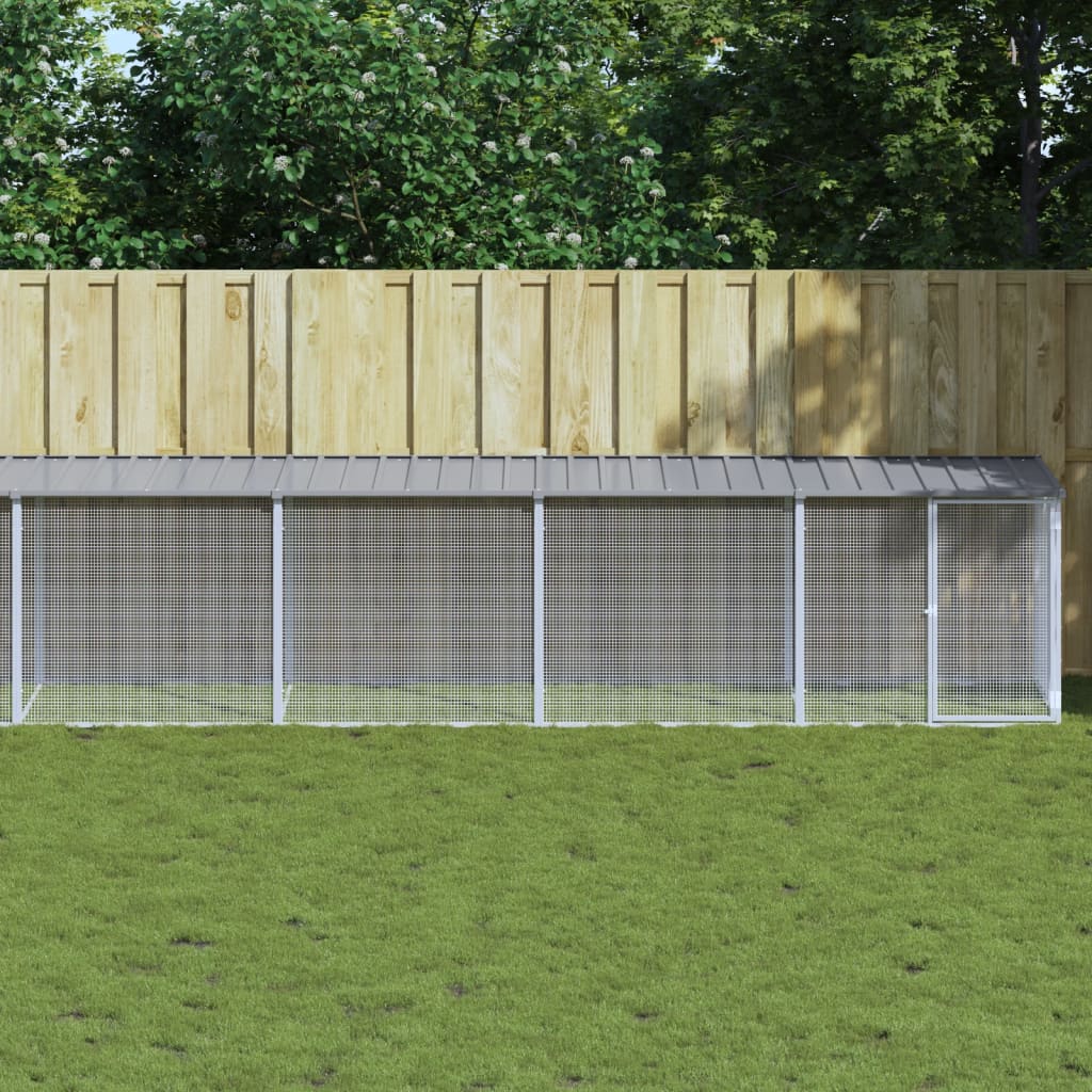 vidaXL Chicken Cage with Roof Light Gray 316.1x38.6x35.4 Galvanized Steel