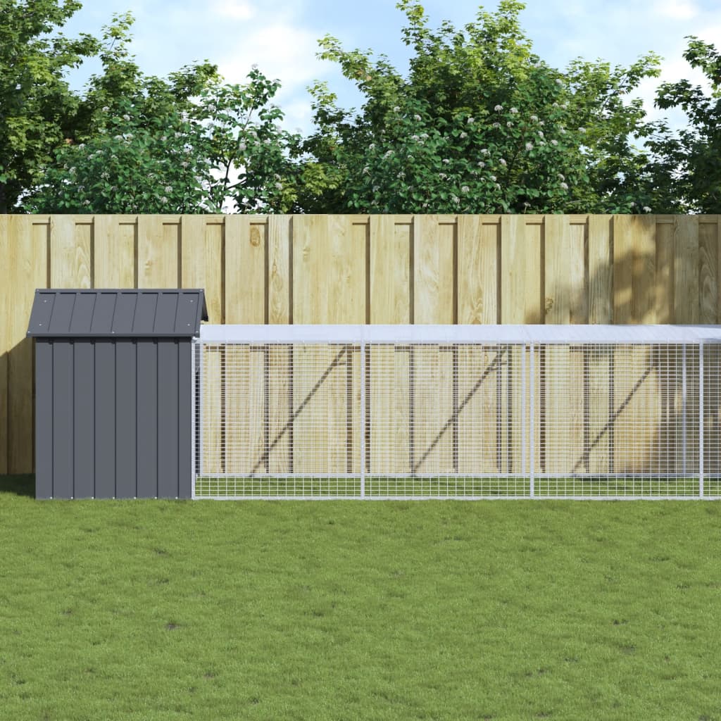 Vidaxl Chicken Cage With Run Anthracite 117X609X123 Cm Galvanised Steel