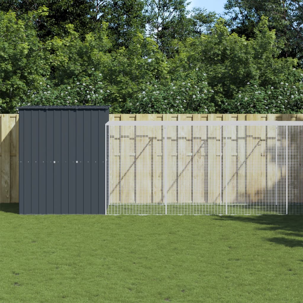 vidaXL Chicken Cage with Run Anthracite 65x500.4x71.3 Galvanized Steel