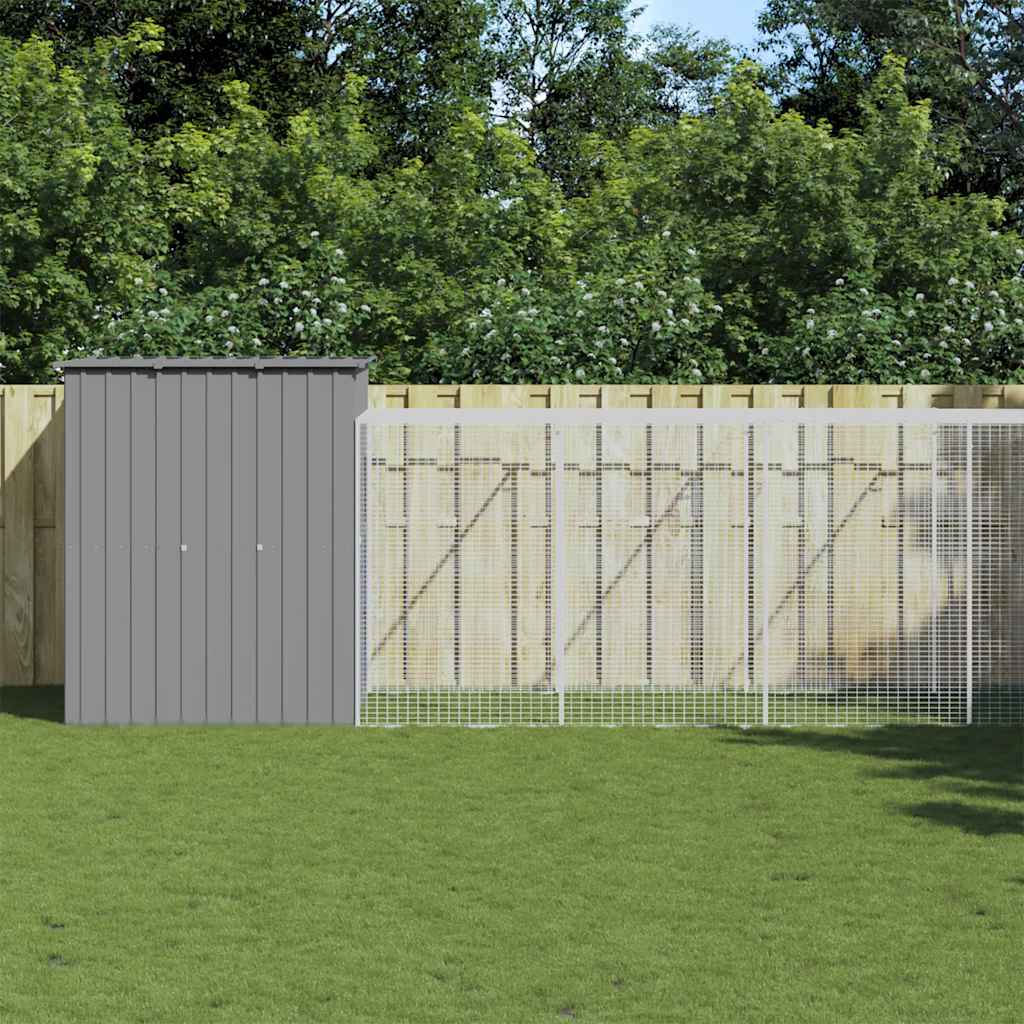 vidaXL Chicken Cage with Run Light Gray 65x500.4x71.3 Galvanized Steel