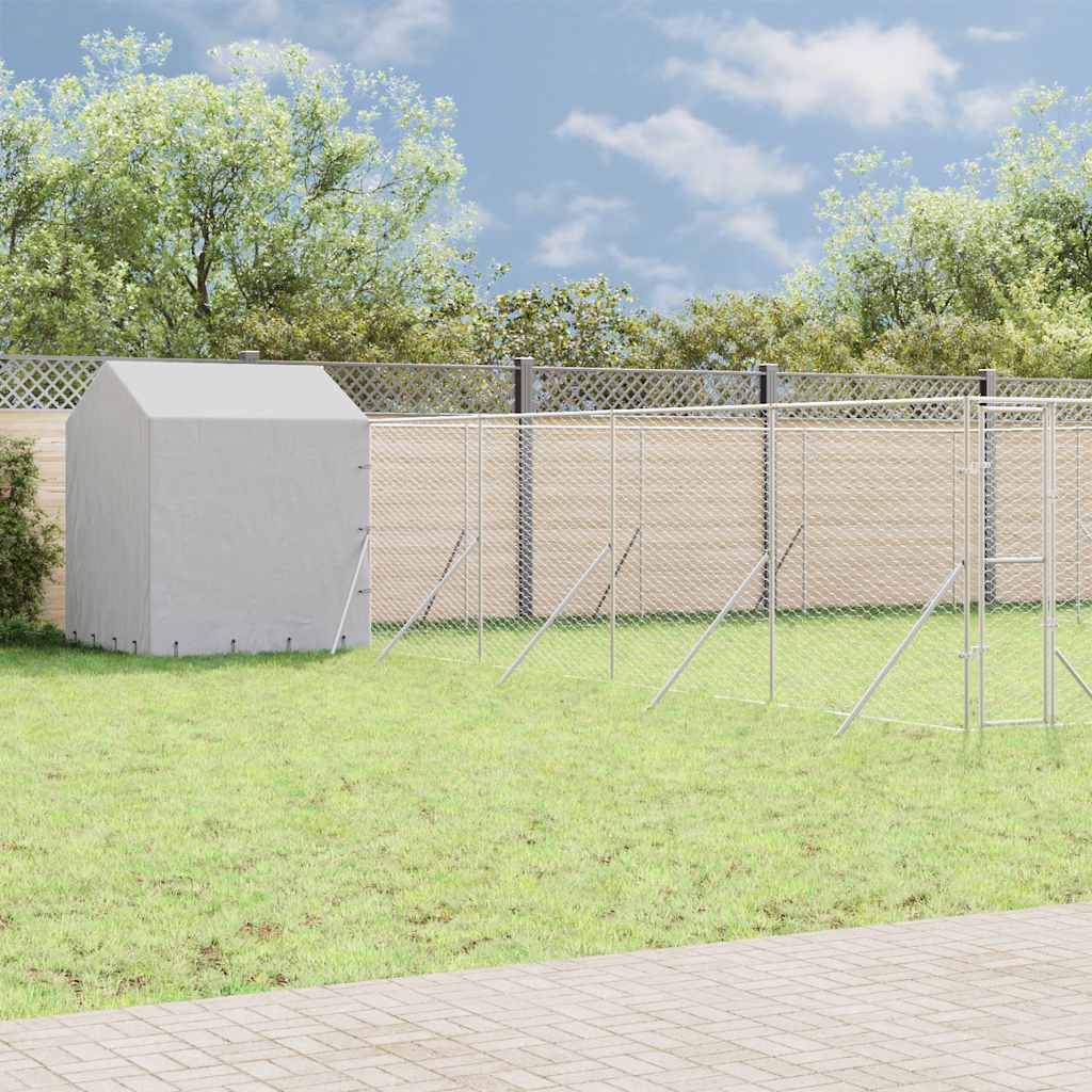 vidaXL Outdoor Dog Kennel with Roof Silver 10x10x2.5 m Galvanised Steel