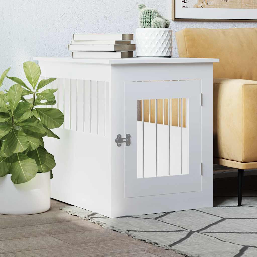 vidaXL Dog Crate Furniture White 21.7x29.5x25.6 Engineered Wood