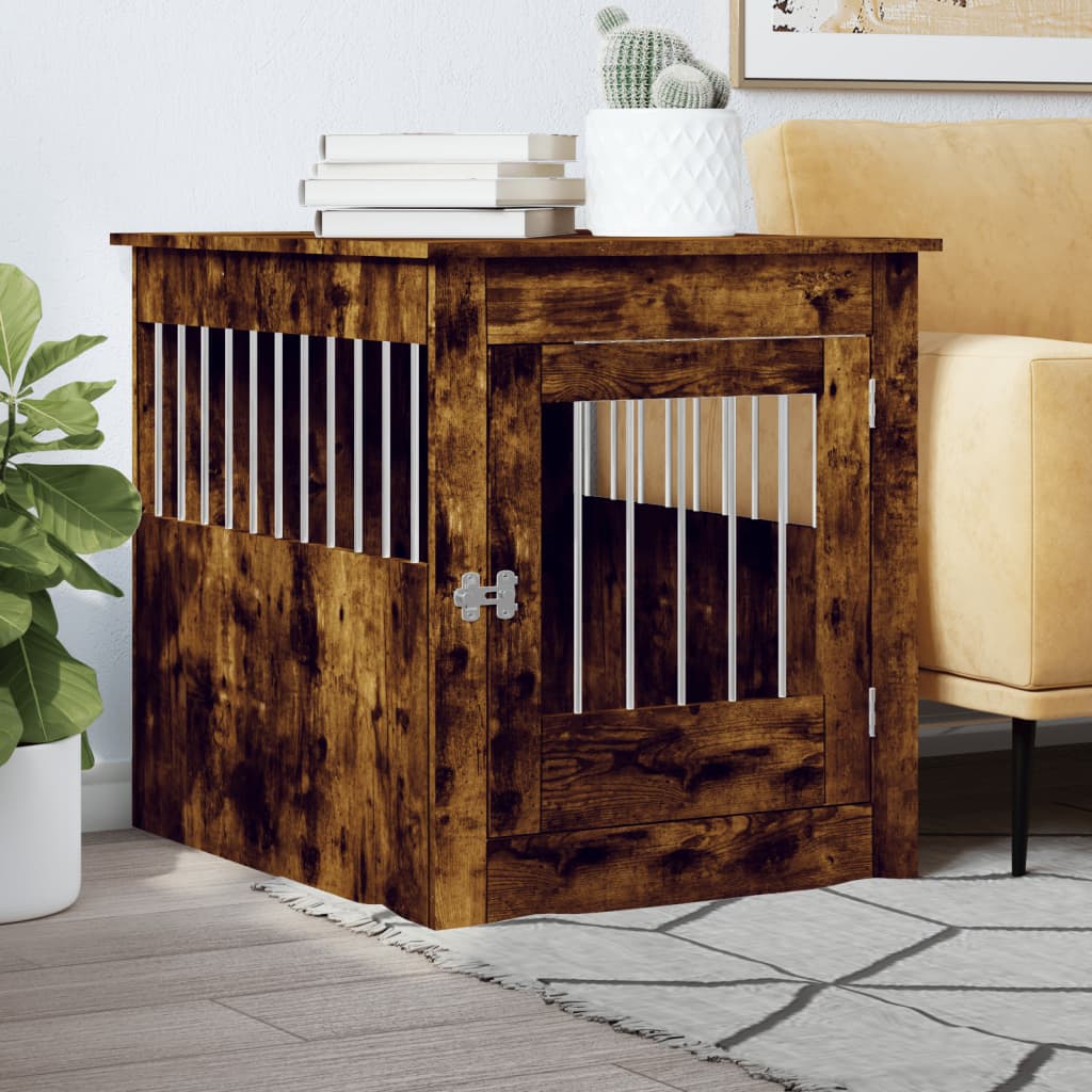 vidaXL Dog Crate Furniture Smoked Oak Engineered wood, steel