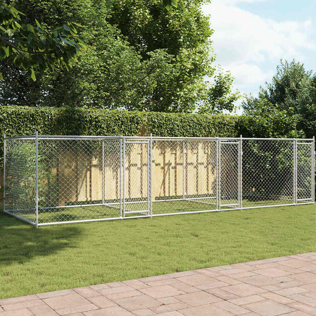 vidaXL Dog Cage Grey Galvanized Steel 19.7 x 6.6 x 4.9 ft Sturdy
