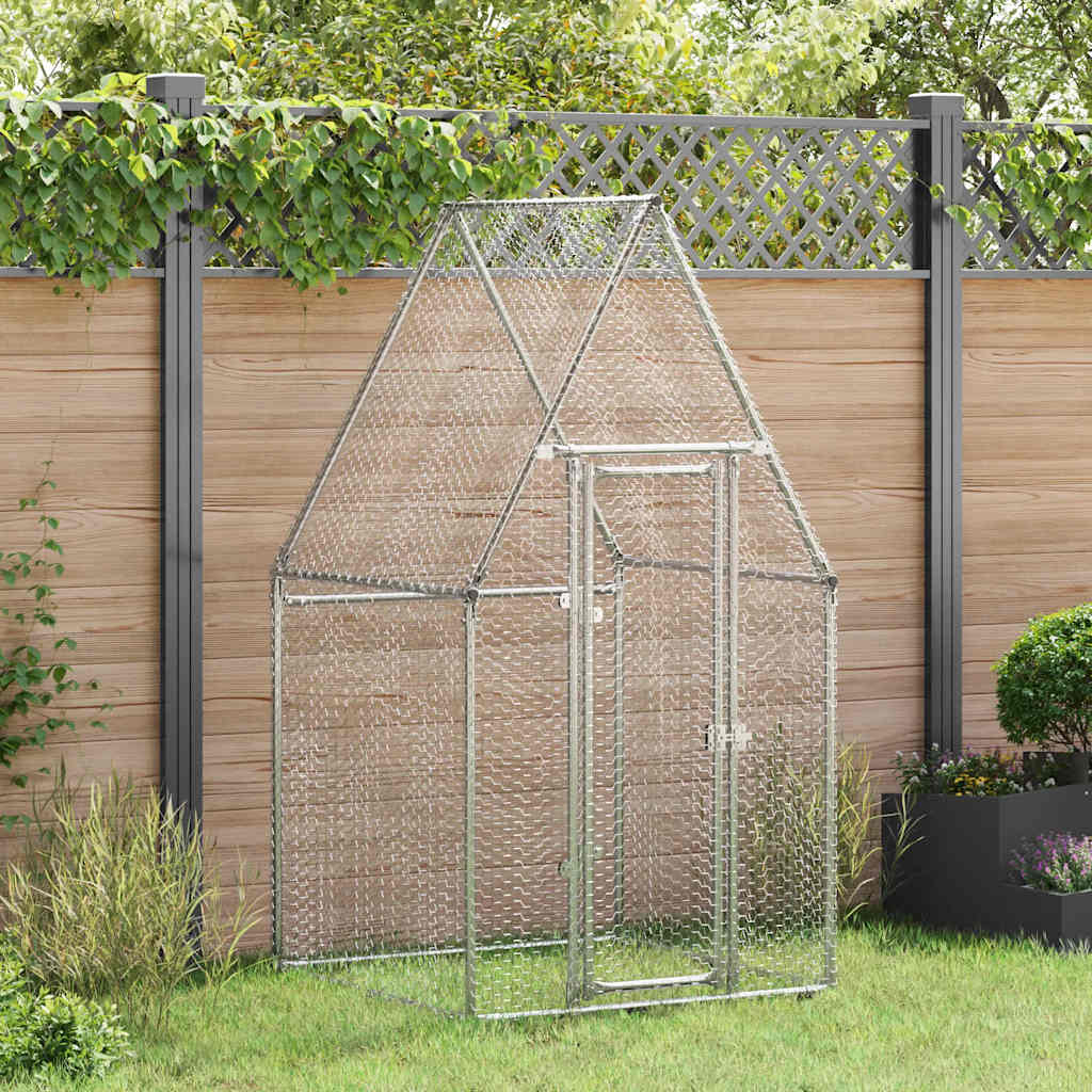vidaXL Chicken Cage Silver 39.4x39.4x74.8 Galvanized Steel