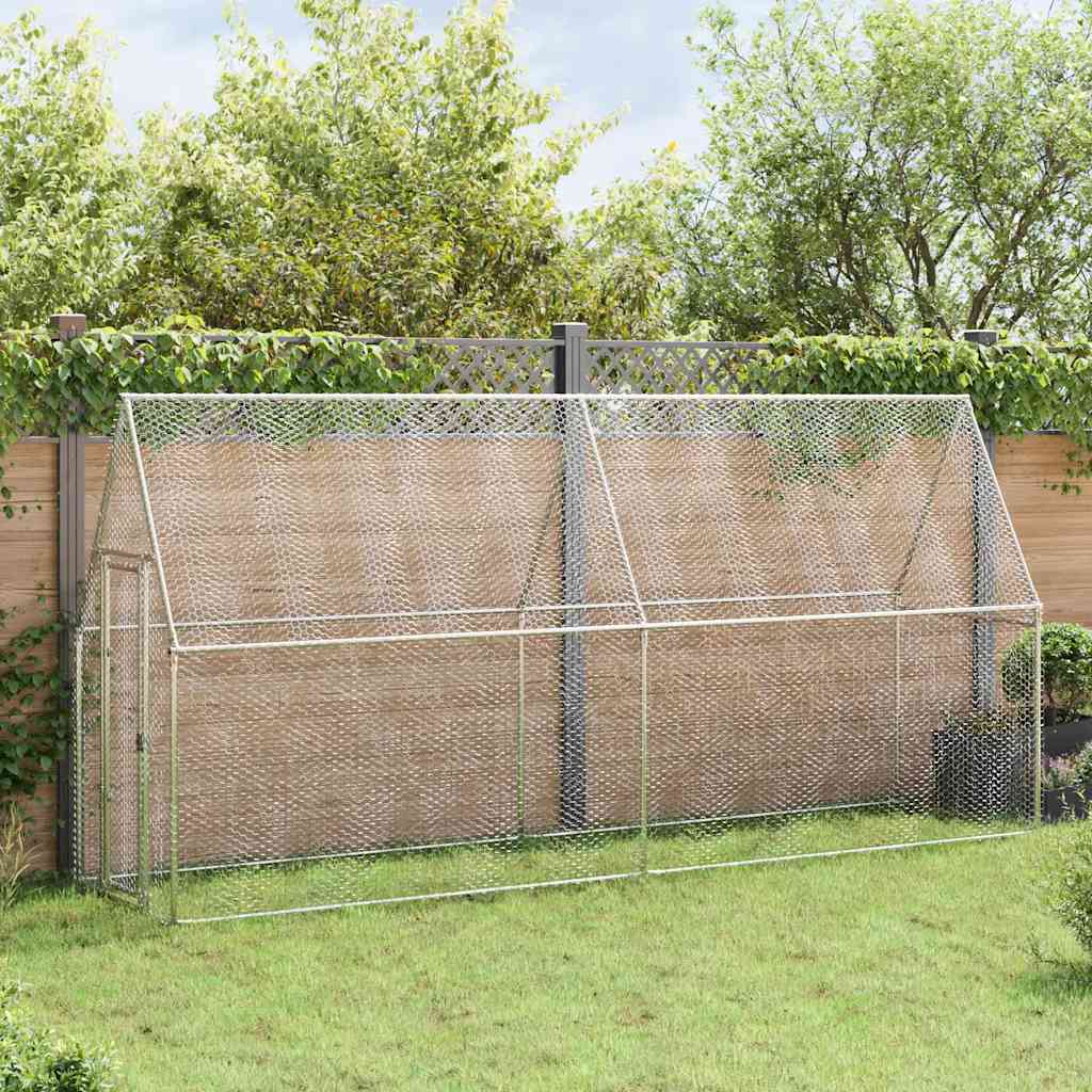 vidaXL Chicken Cage Silver 157.5x39.4x74.8 Galvanized Steel