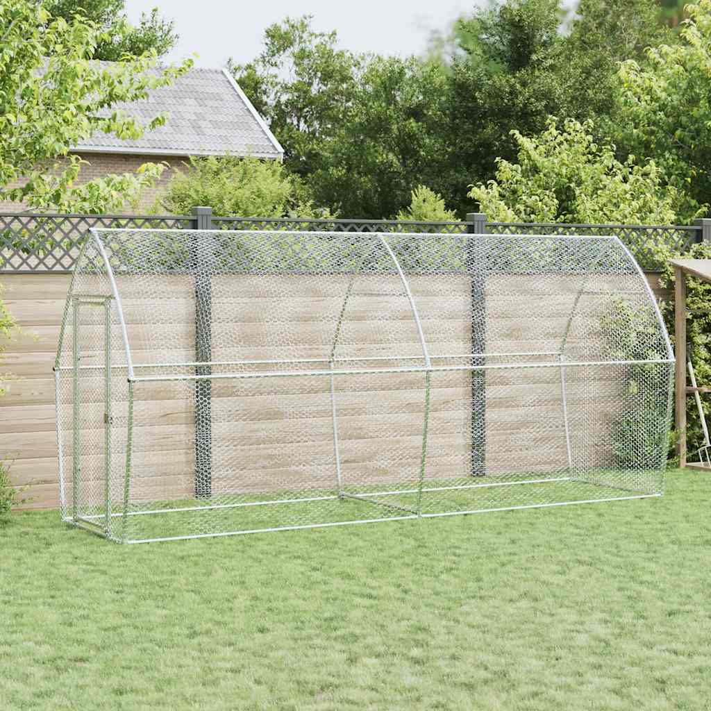 vidaXL Chicken Cage Silver 157.5x41.3x71.7 Galvanized Steel