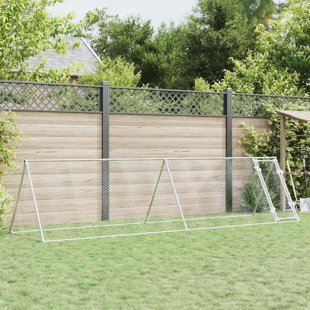 vidaXL Chicken Cage Silver 157.5x41.3x35.8 Galvanized Steel