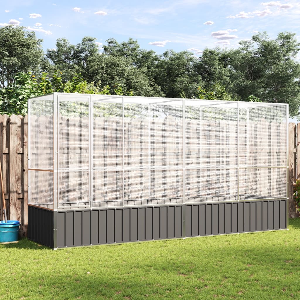 vidaXL Aviary with Extension Silver 164.8x42.1x83.5 Steel