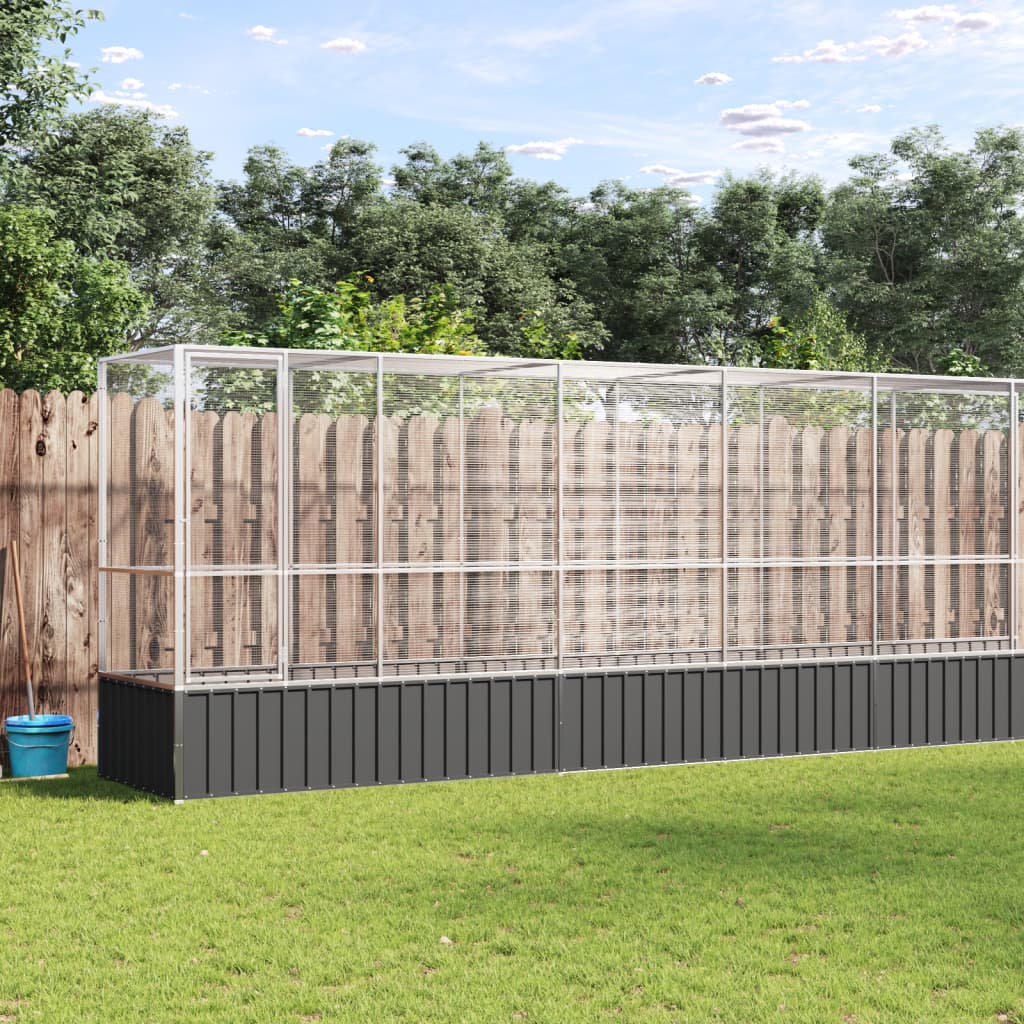 vidaXL Aviary with Extension Silver 246.7x42.1x83.5 Steel