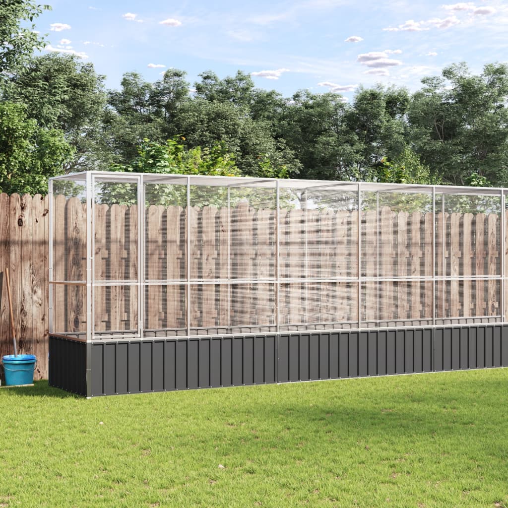vidaXL Aviary with Extension Silver 492.3x42.1x83.5 Steel