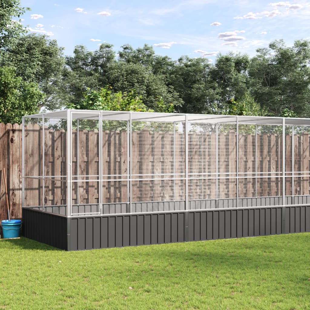 vidaXL Aviary with Extension Silver 246.1x81.5x83.5 Steel