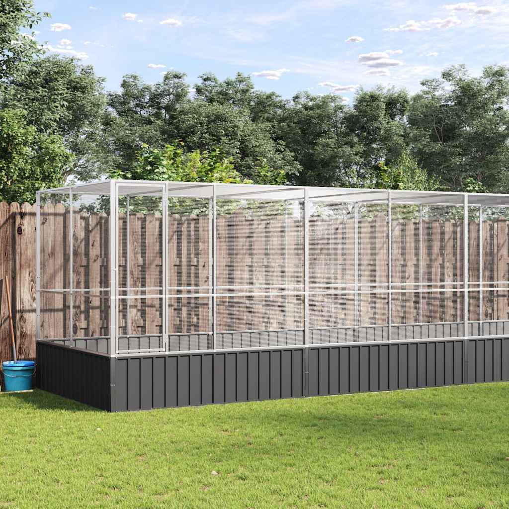 vidaXL Aviary with Extension Silver 327.6x81.5x83.5 Steel