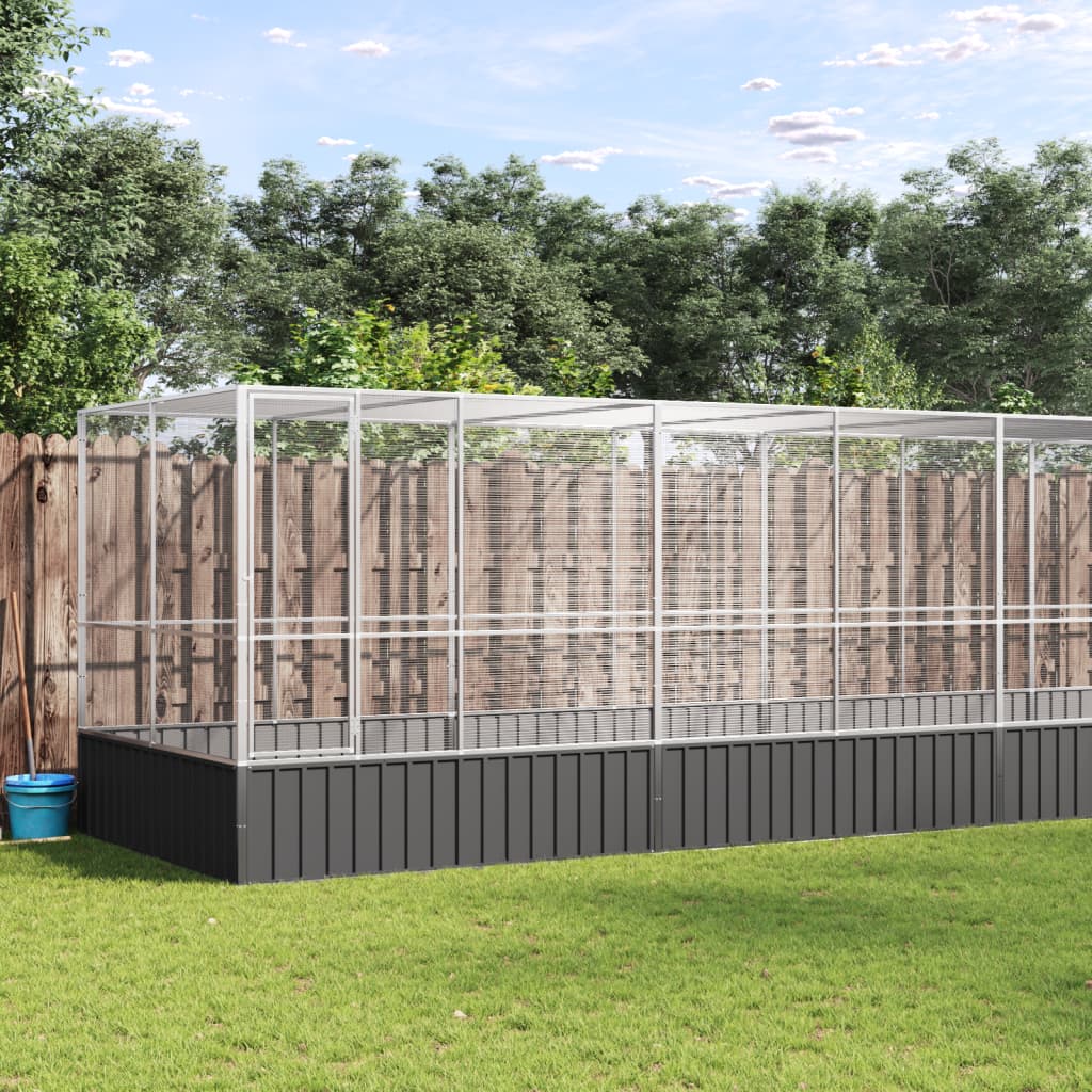 vidaXL Aviary with Extension Silver 409.1x81.5x83.5 Steel