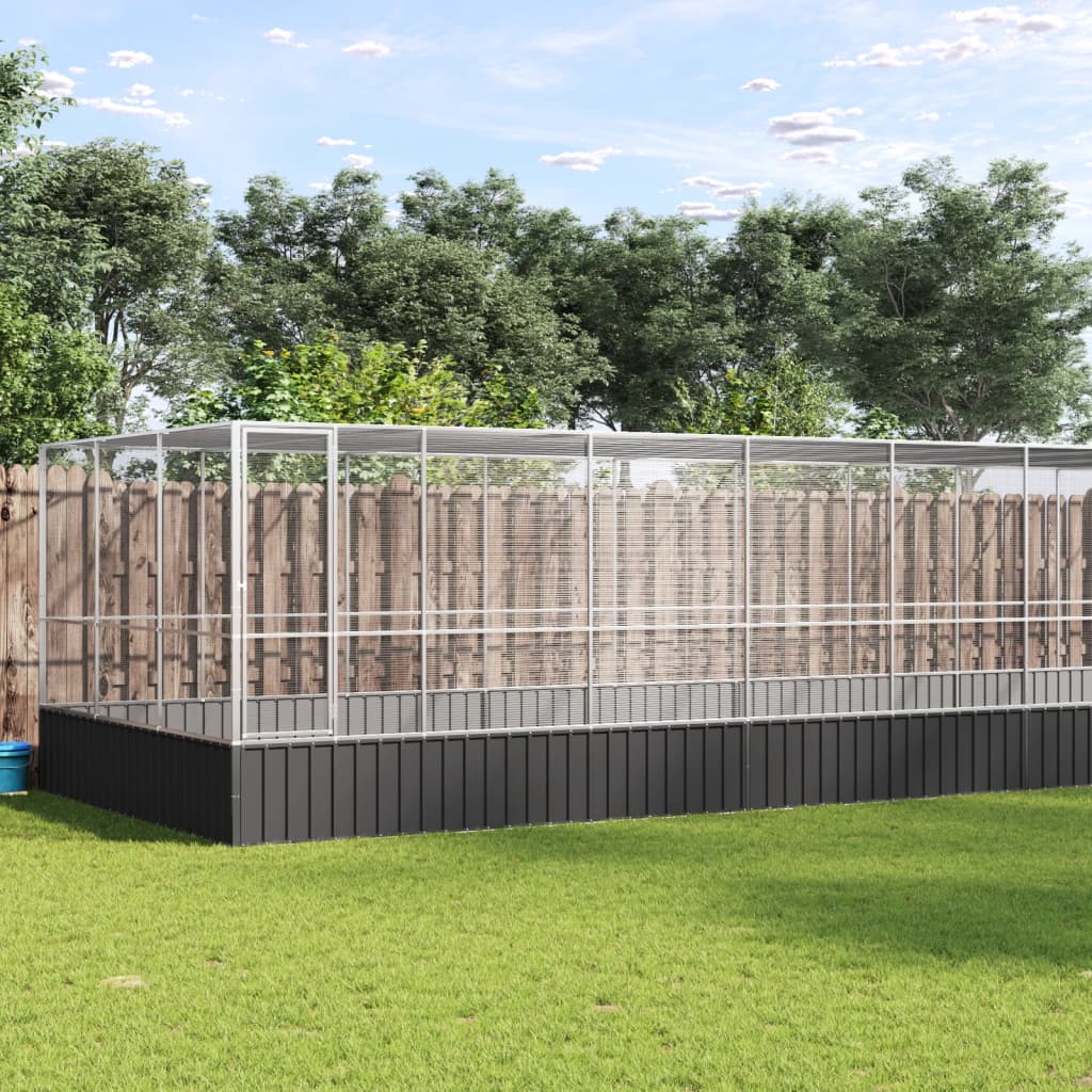 vidaXL Aviary with Extension Silver 285.4x120.9x83.5 Steel
