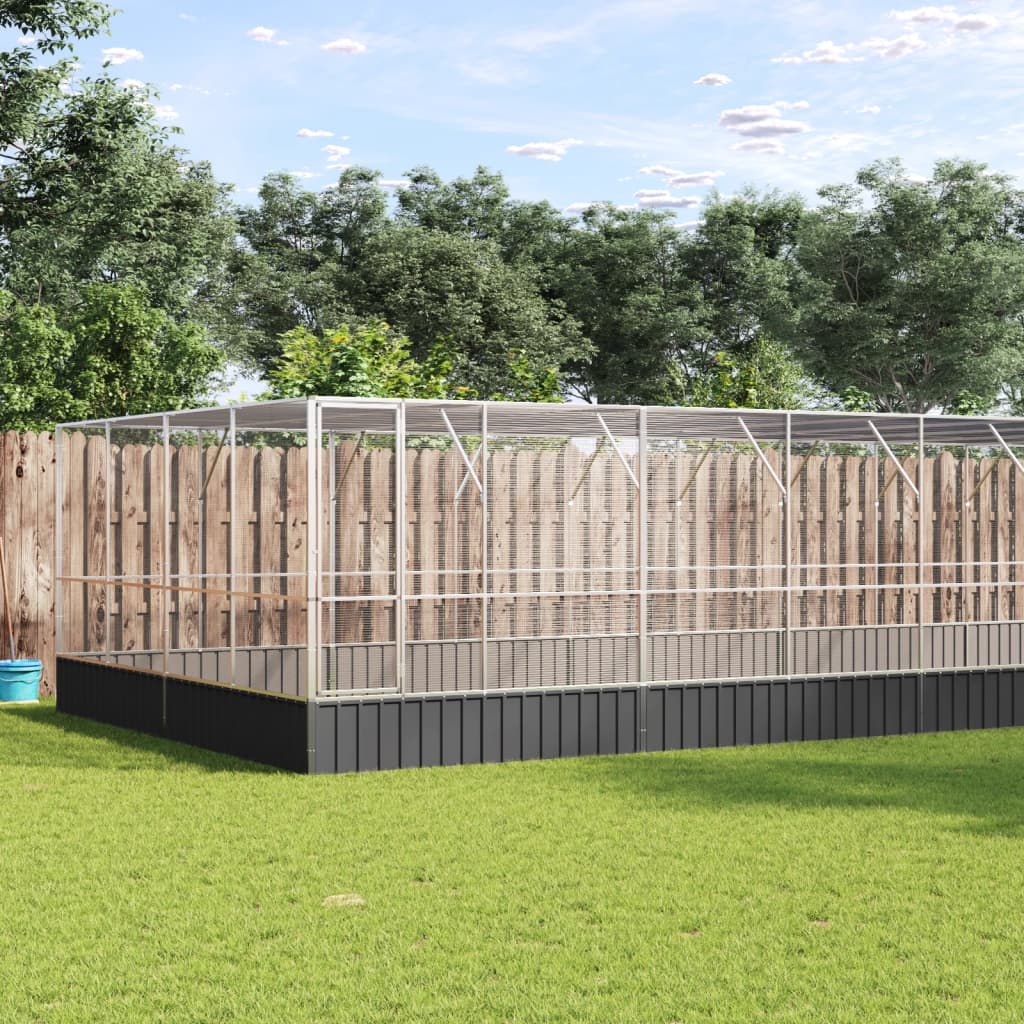 vidaXL Aviary with Extension Silver 327.6x163x83.5 Steel