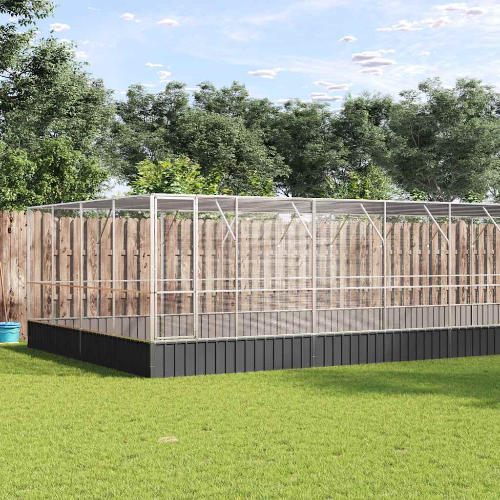vidaXL Aviary with Extension Silver 490.6x163x83.5 Steel