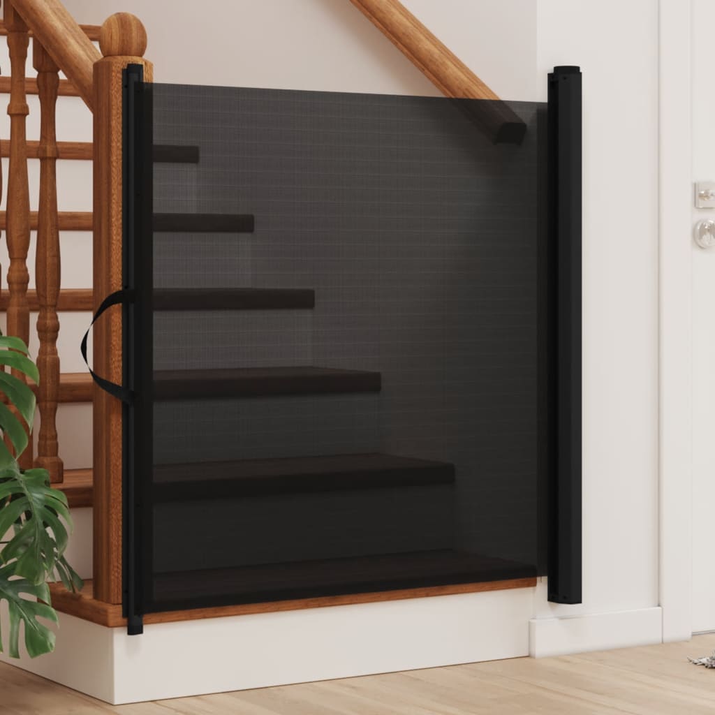 vidaXL - Retractable Pet Gate Dog Barrier Fence - Kitchen/Bedroom/Stair - Black - 32.5 x 49.2 inches, Durable Polyester & Metal